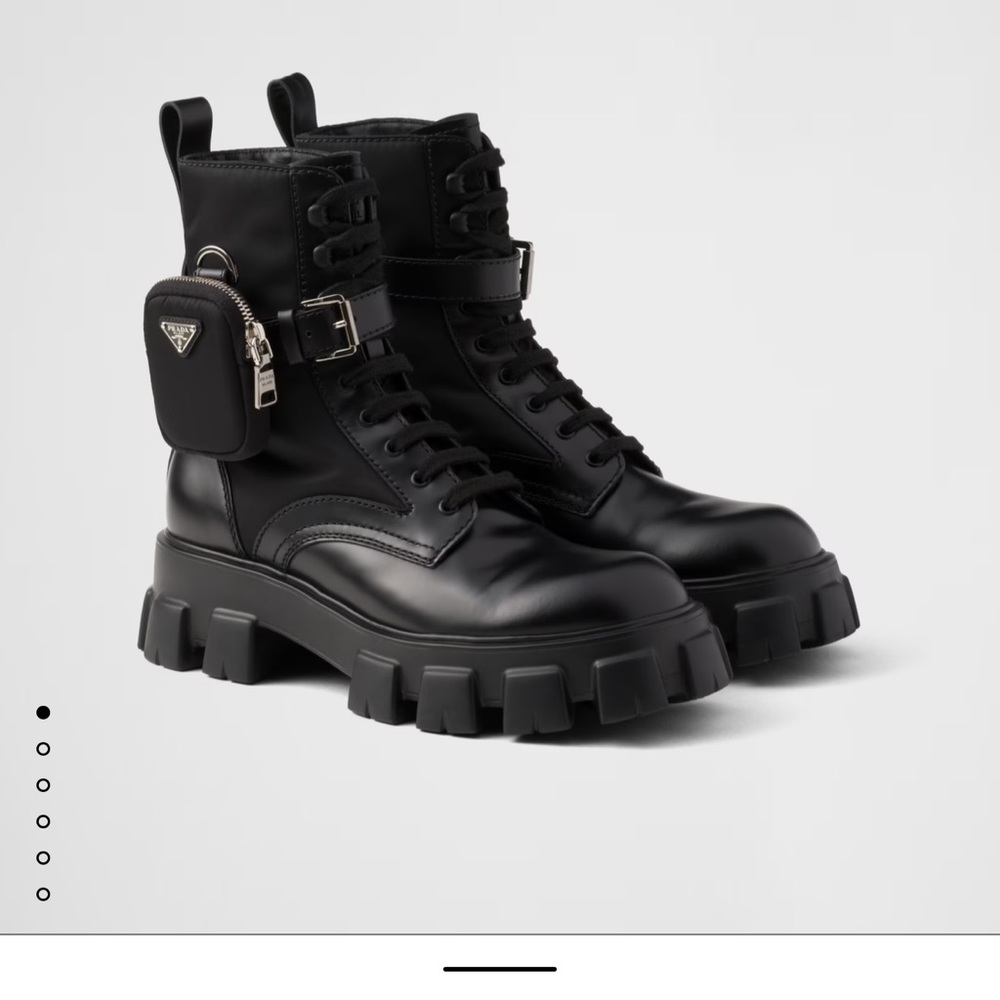Prada Black Combat Boots with Pouch